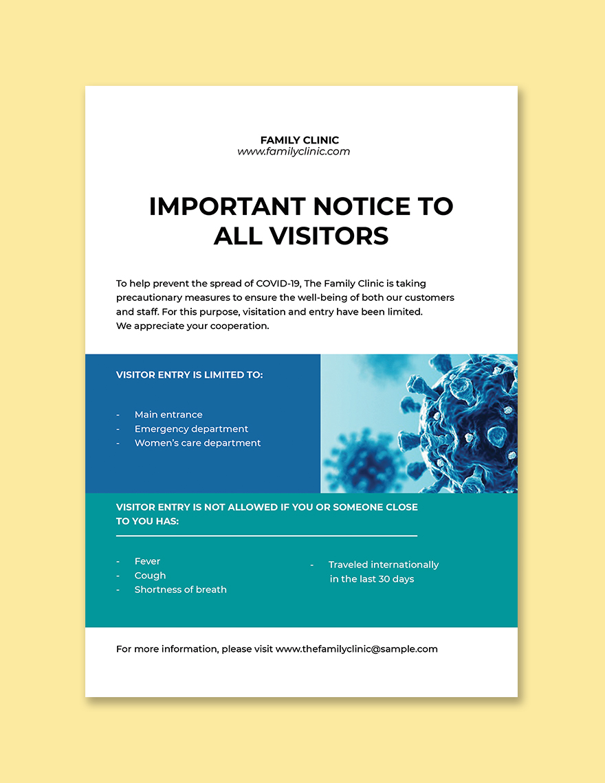 CoronaVirus COVID Entry Restricted Poster Template Printable