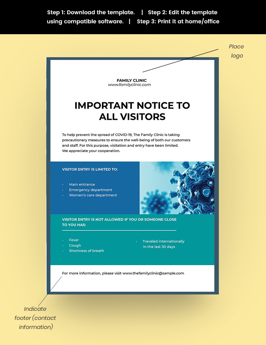 CoronaVirus COVID Entry Restricted Poster Template Snippet