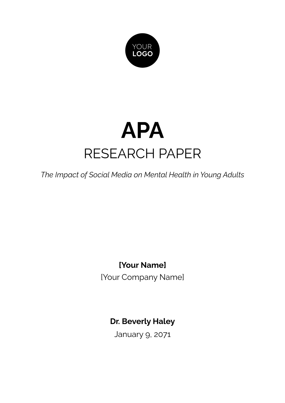 Free Printable APA Research Paper Template