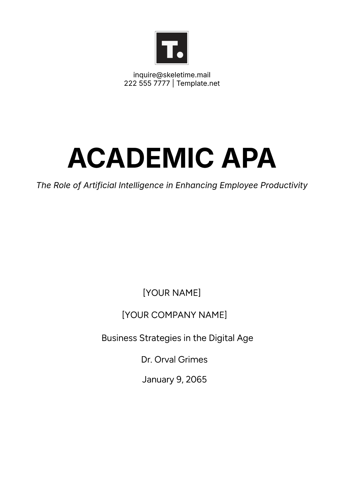 Free Academic APA Template