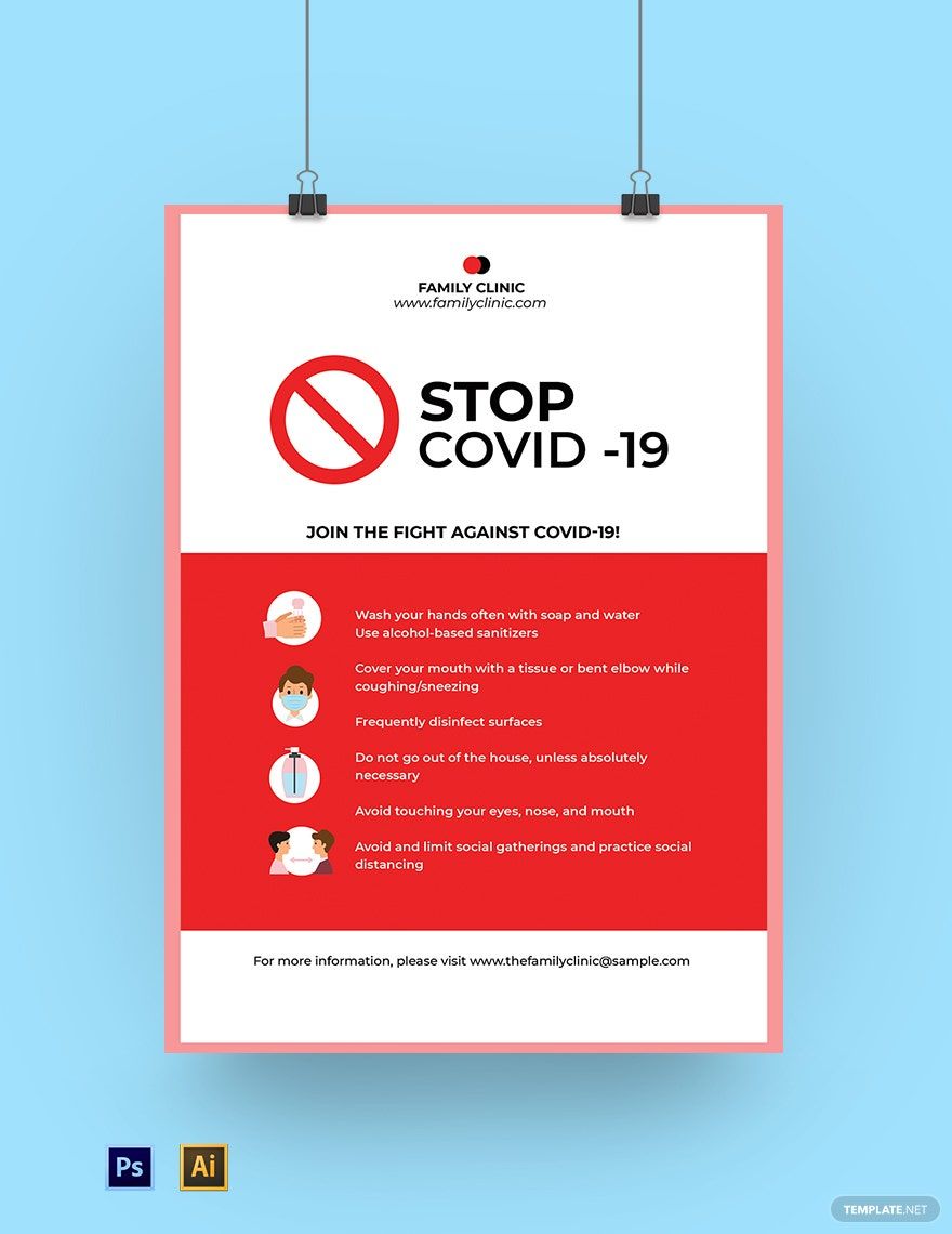 Stop Coronavirus COVID-19 Campaign Poster Template