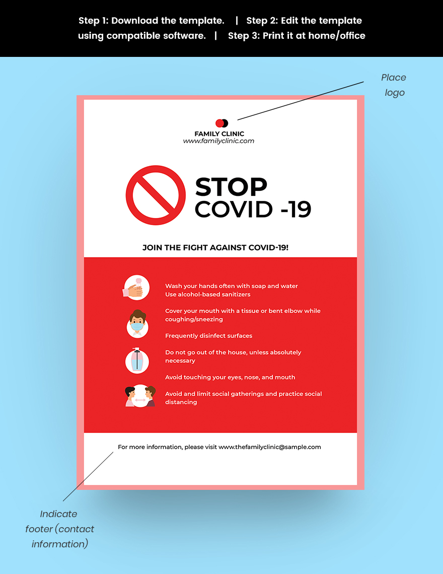 Stop Coronavirus COVID-19 Campaign Poster Template