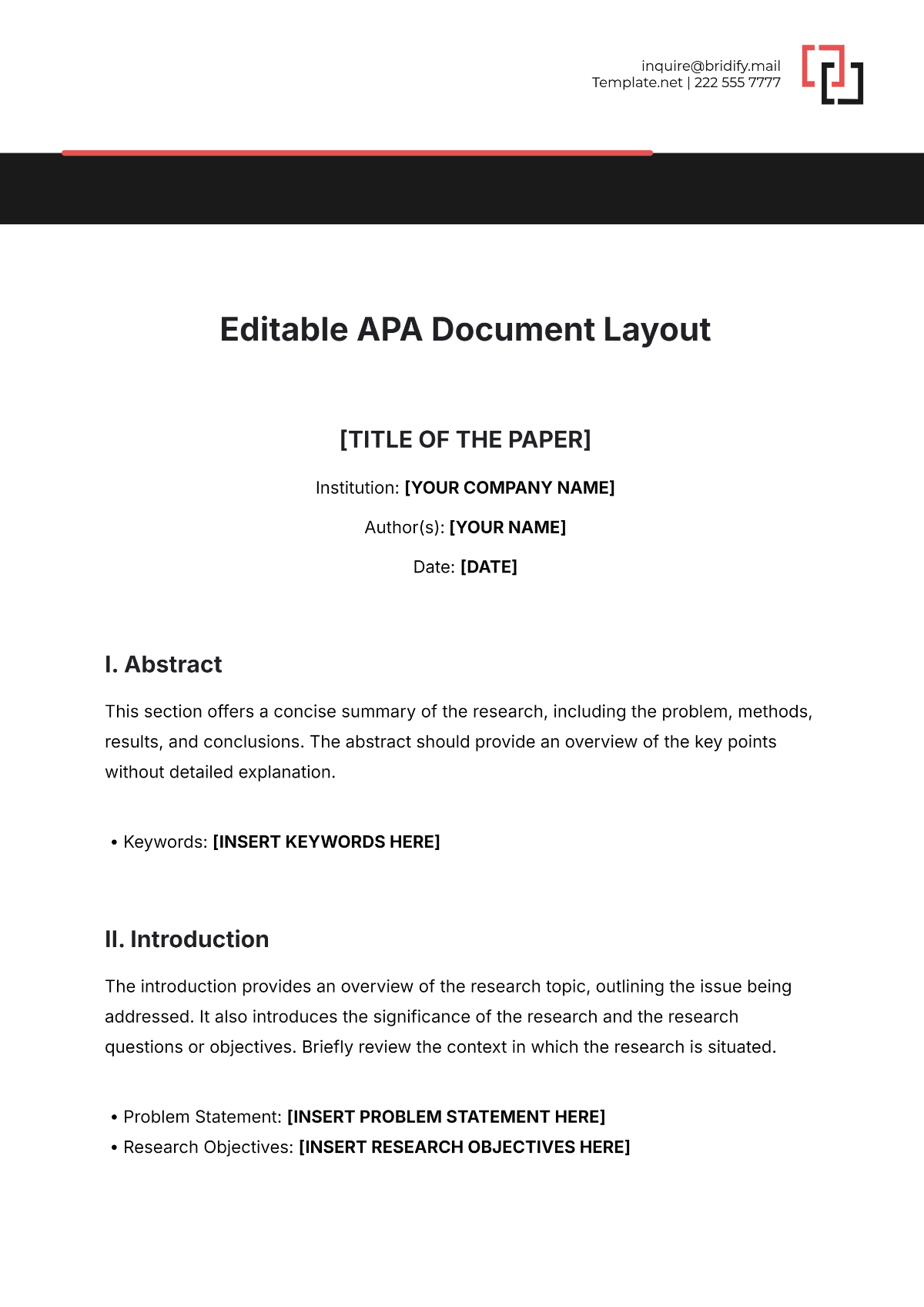 Free Editable APA Document Layout Template