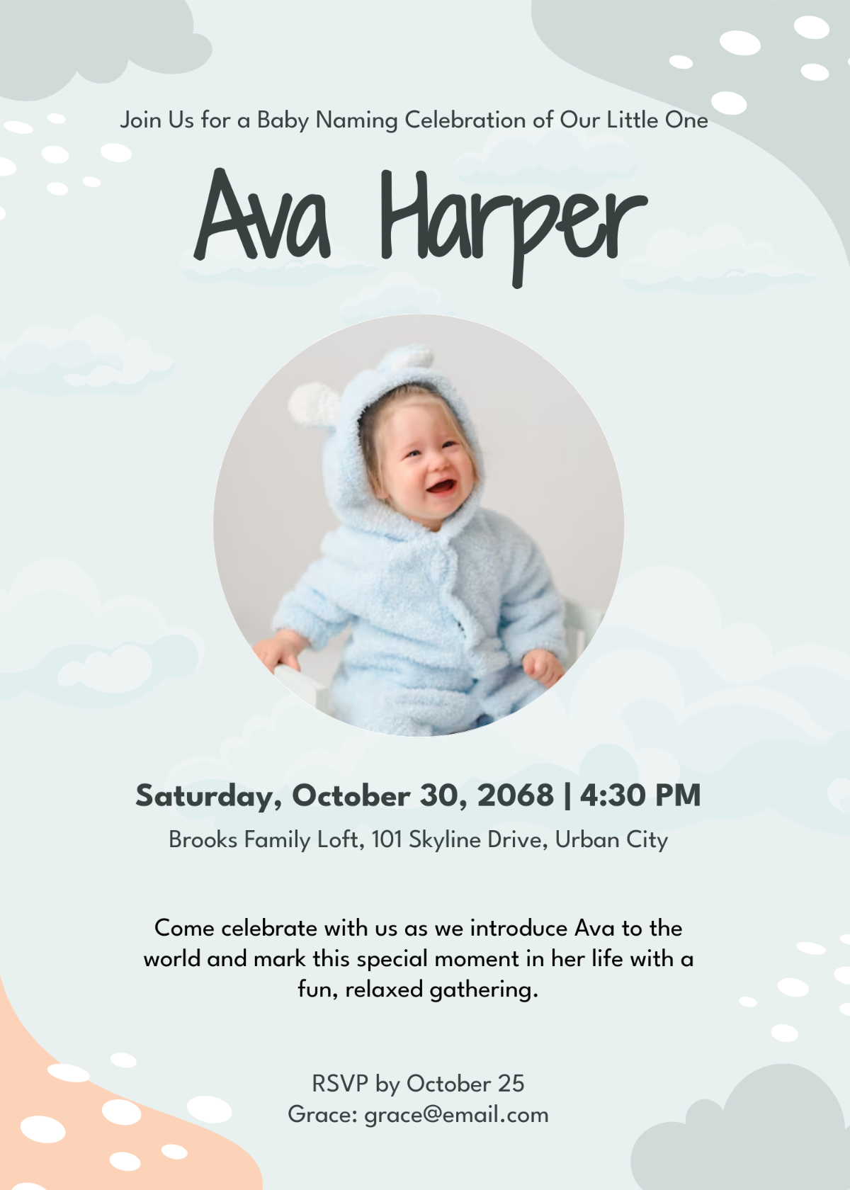 Free Modern Naming Ceremony Invitation Template