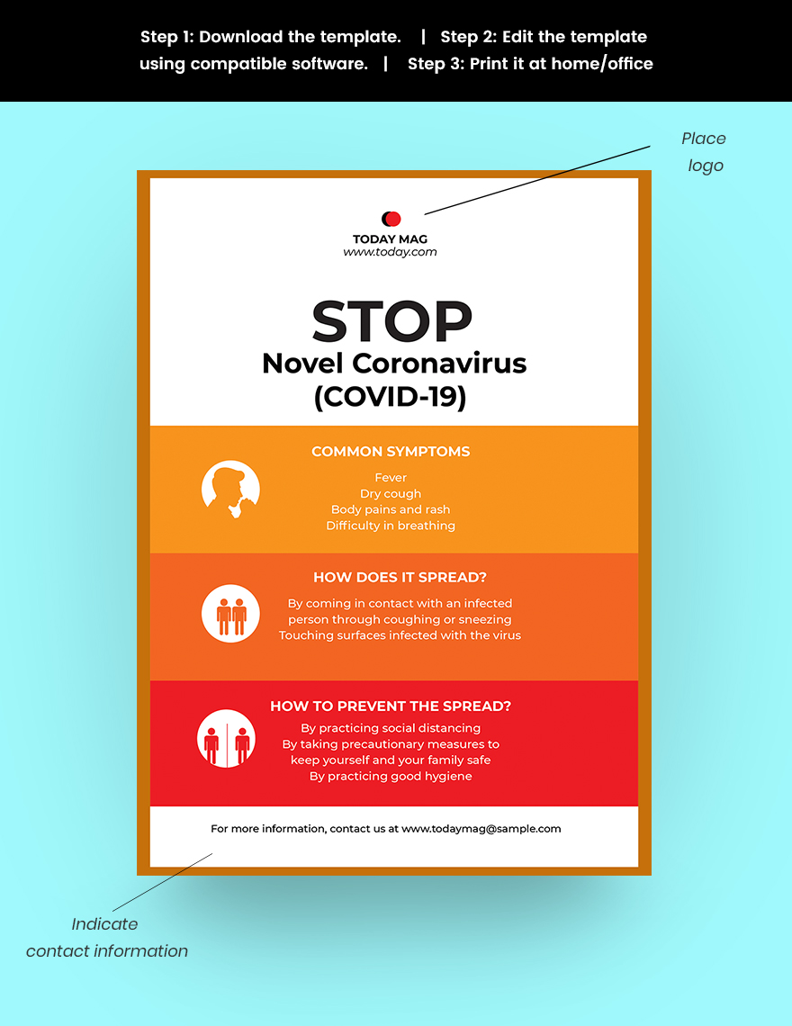 Novel Coronavirus COVID Awareness Poster Template Snippet