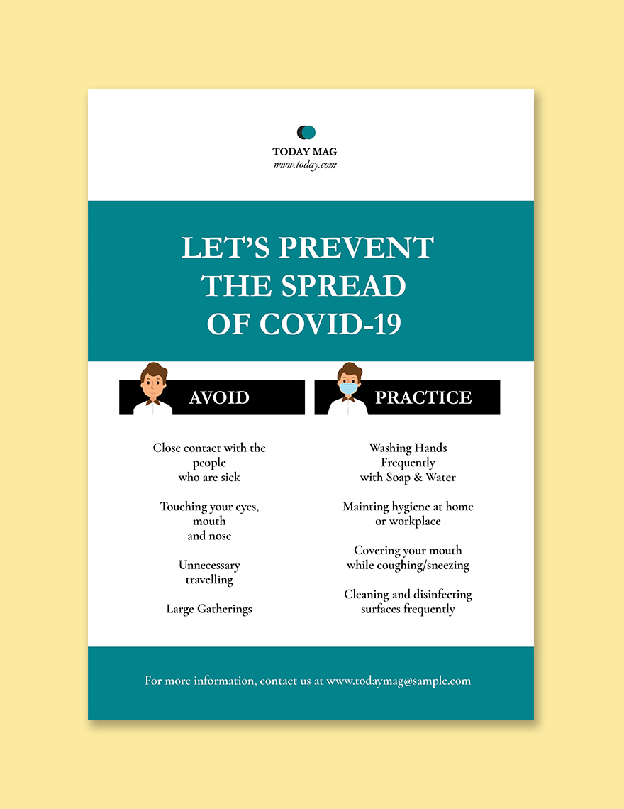 Coronavirus COVID Prevention Social Media Poster Template Printable