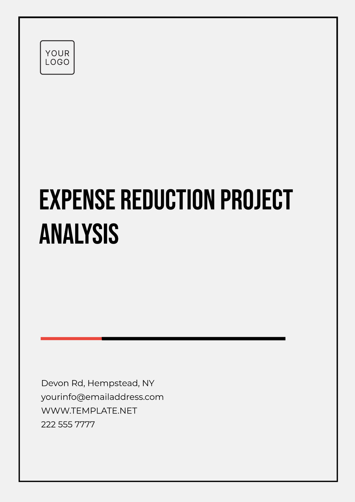 Free Expense Reduction Project Analysis Template