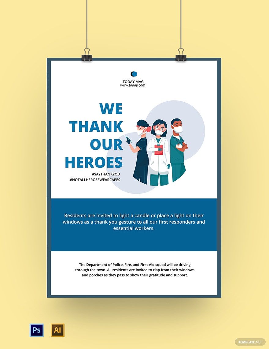 Thank You Essential Workers Poster Template