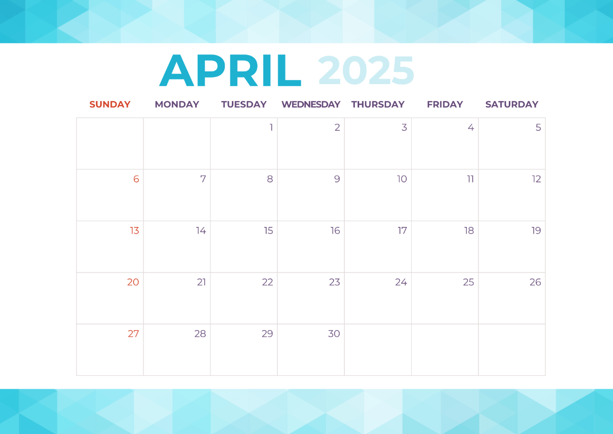 Free April 2025 Business Planner Calendar Template