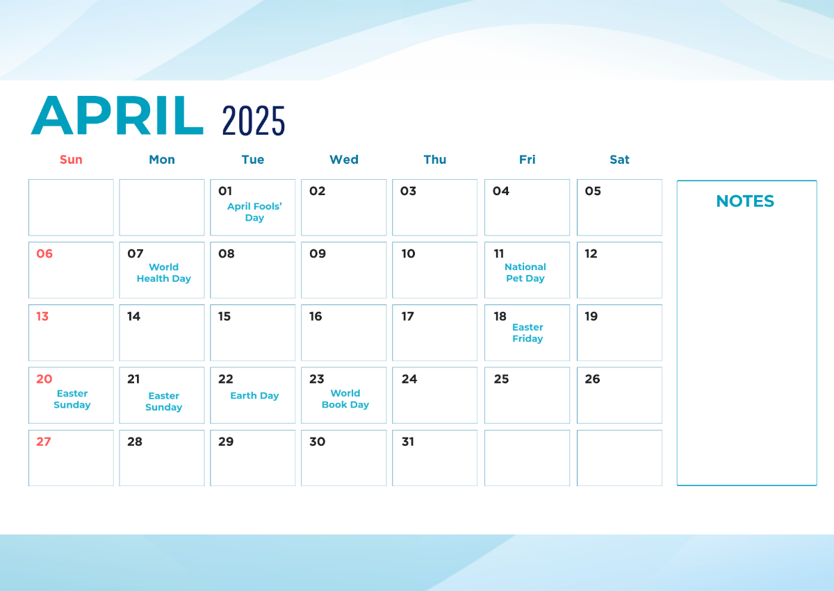 Free April 2025 Marketing Calendar Template