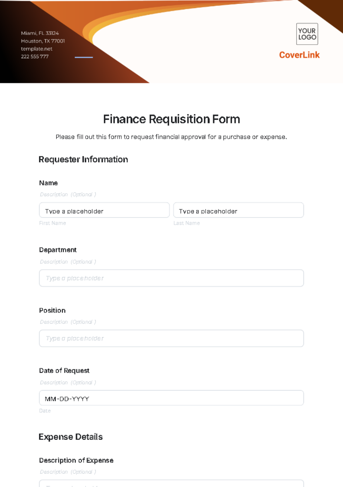 Free Finance Requisition Form Template