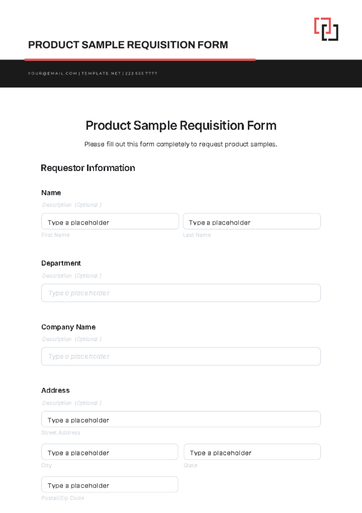 Free Product Sample Requisition Form Template