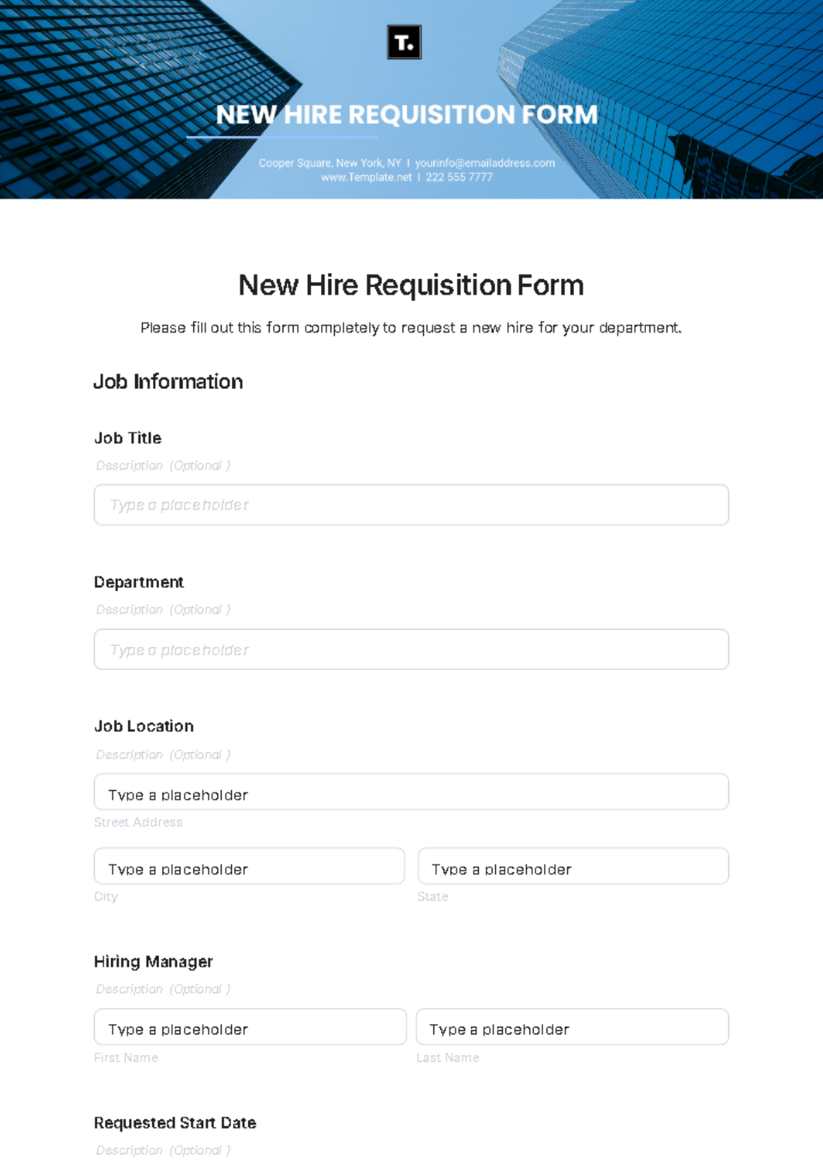 Free New Hire Requisition Form Template