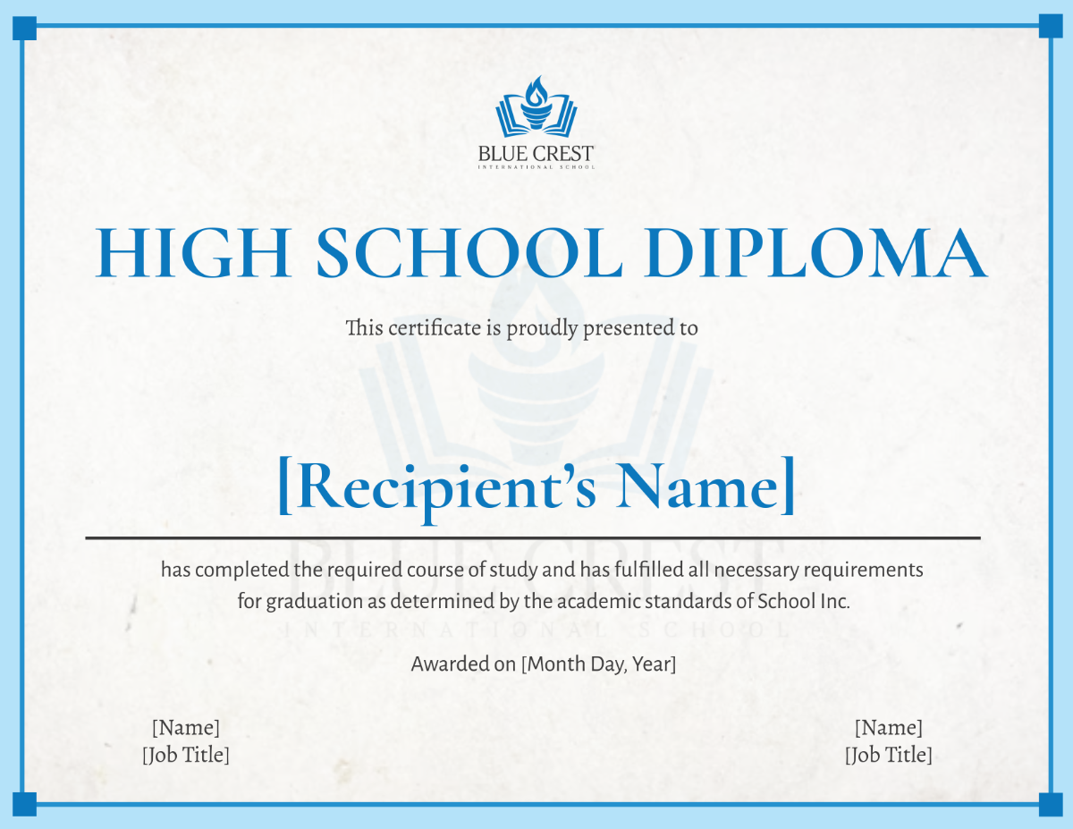 High School Diploma Template