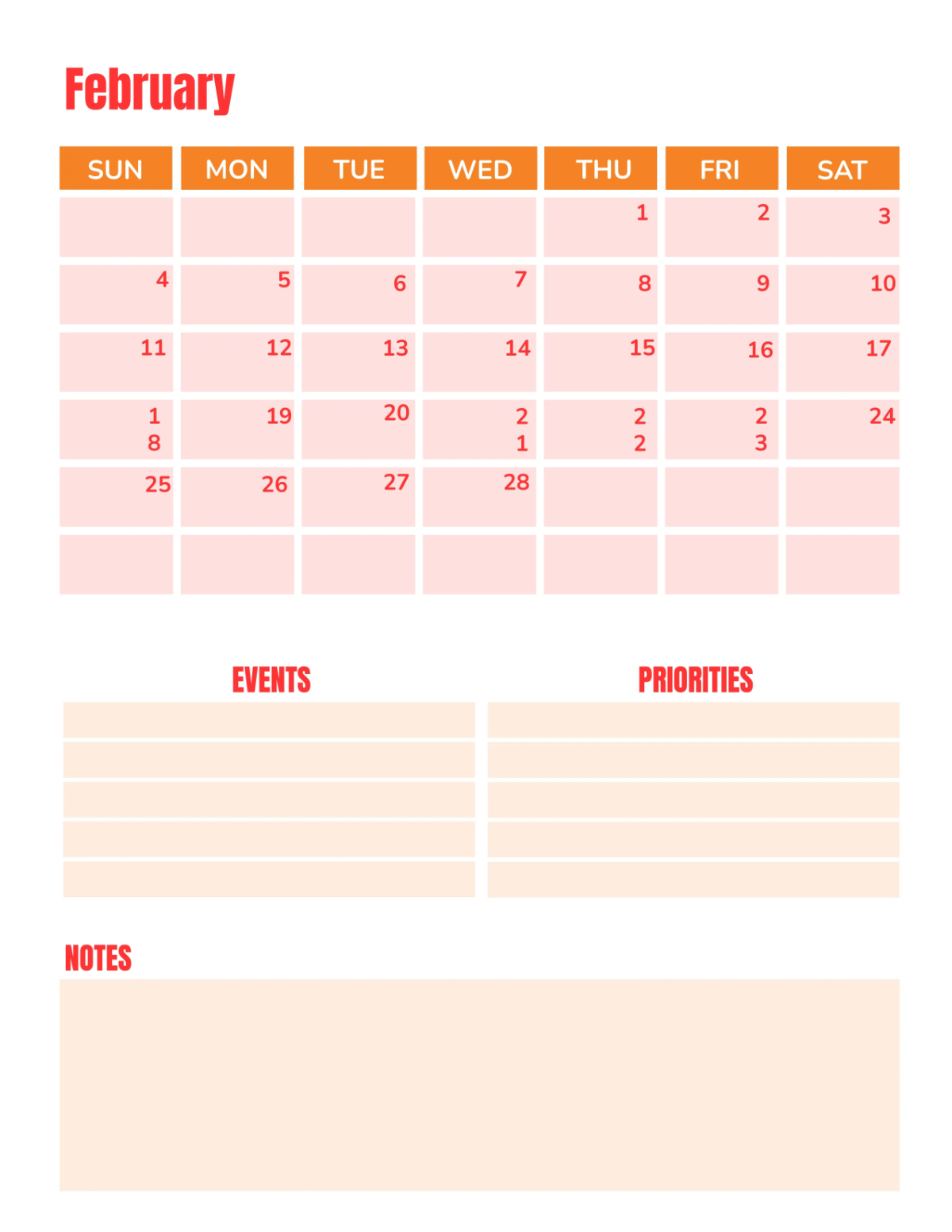 Free Monthly Planner Template to Edit Online