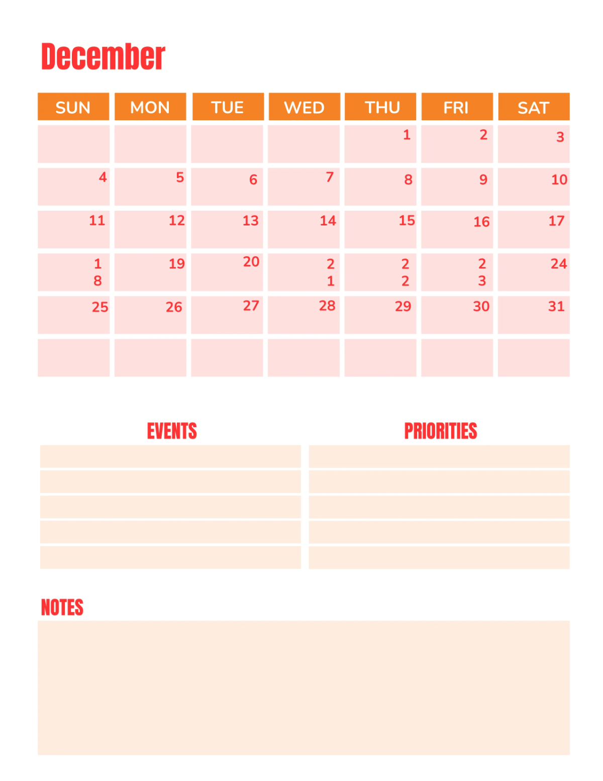 Free Monthly Planner Template to Edit Online