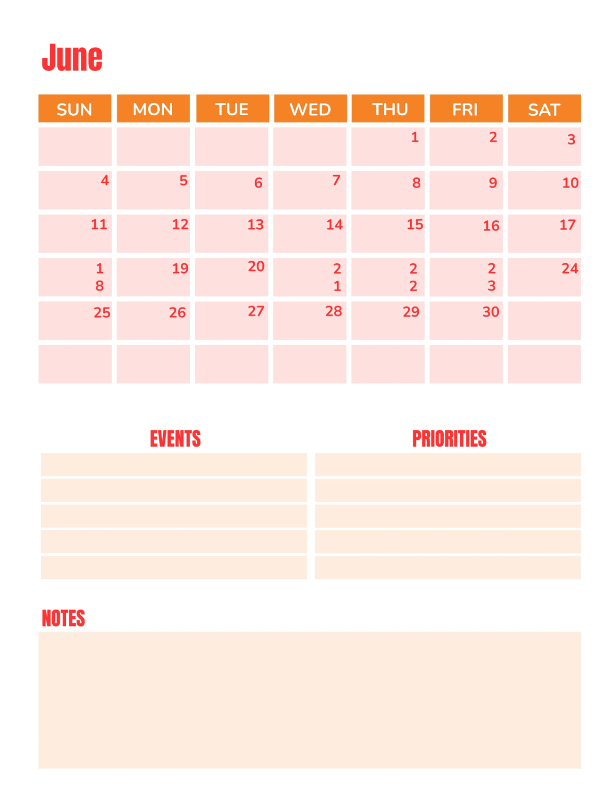 Free Monthly Planner Template to Edit Online