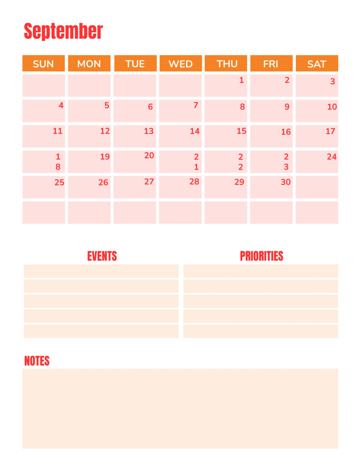 Free Monthly Planner Template to Edit Online