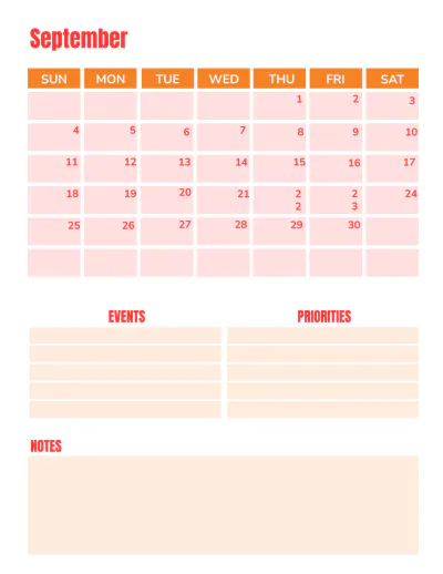 Free Monthly Planner Template to Edit Online