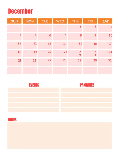 Free Monthly Planner Template to Edit Online