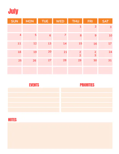 Free Monthly Planner Template to Edit Online