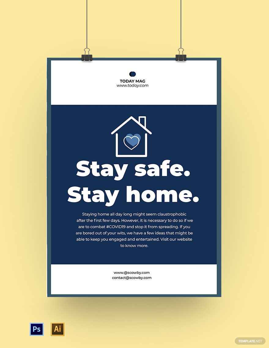 Free Coronavirus COVID-19 Stay at Home Activities Poster Template