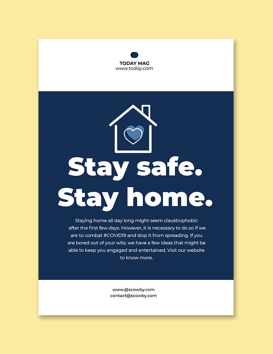Coronavirus COVID-19 Stay at Home Activities Poster Template