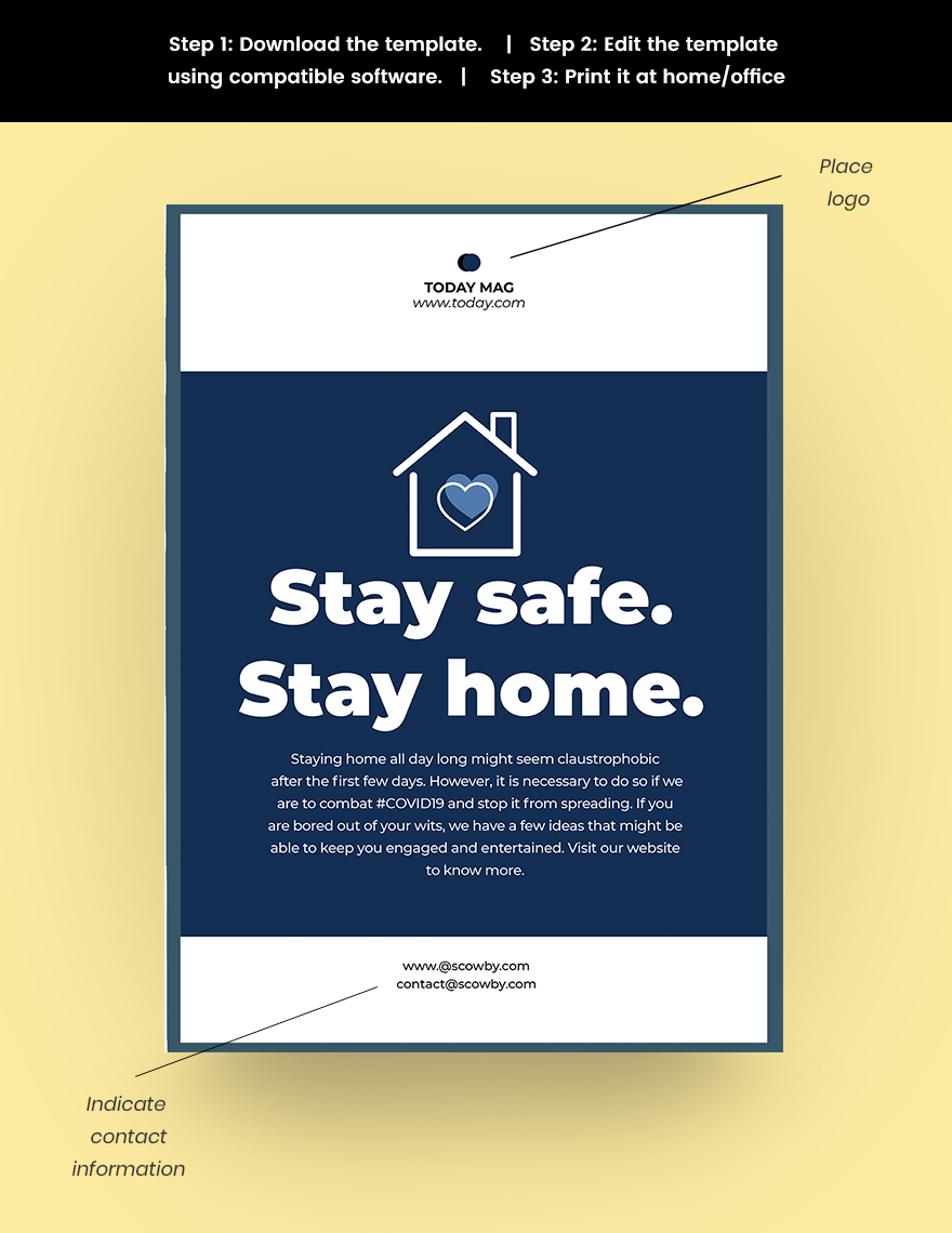 Coronavirus COVID-19 Stay at Home Activities Poster Template