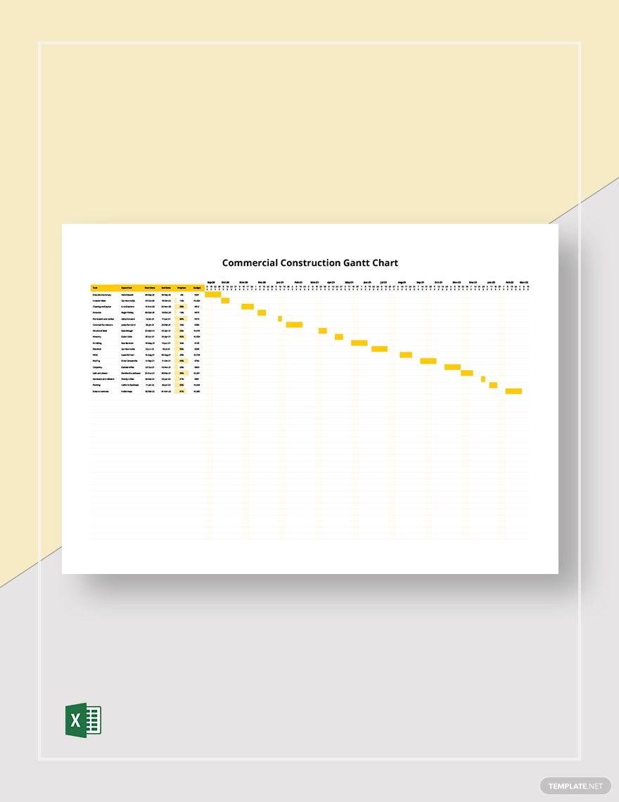 Commercial Construction Gantt Chart Template in Excel