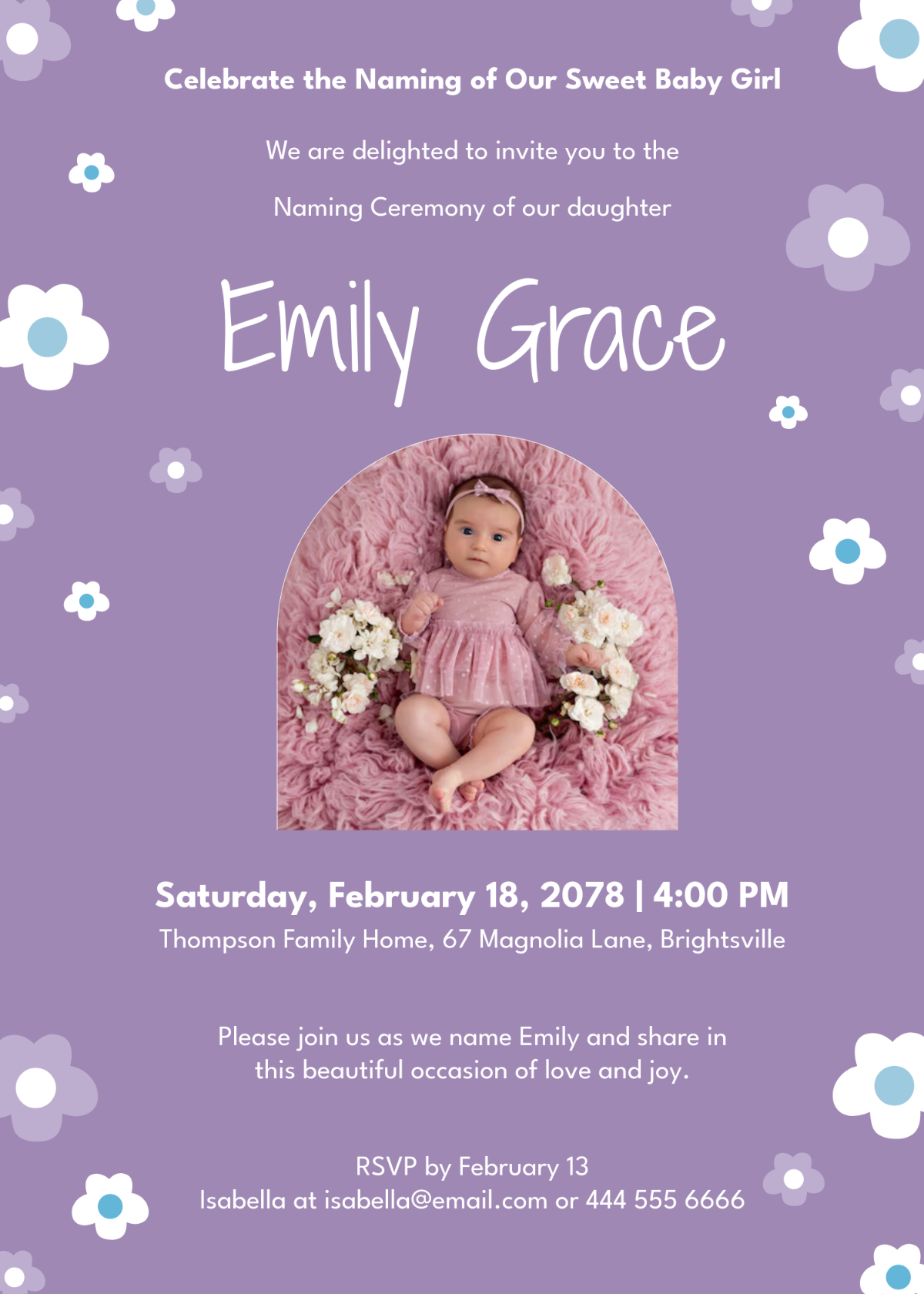 Free Naming Ceremony Invitation Template For Girl