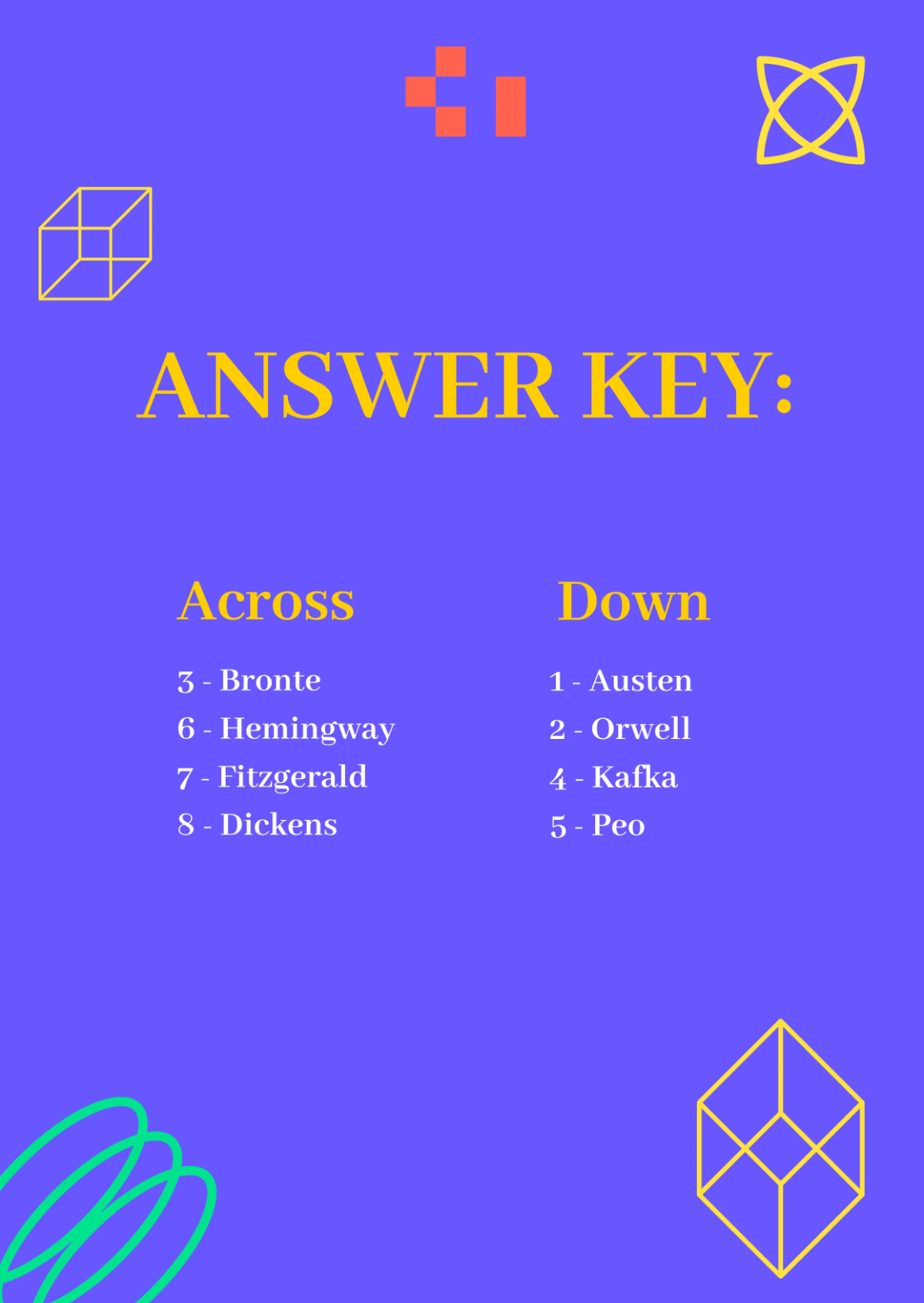 Free Interactive Mini Crossword Puzzle Template to Edit Online
