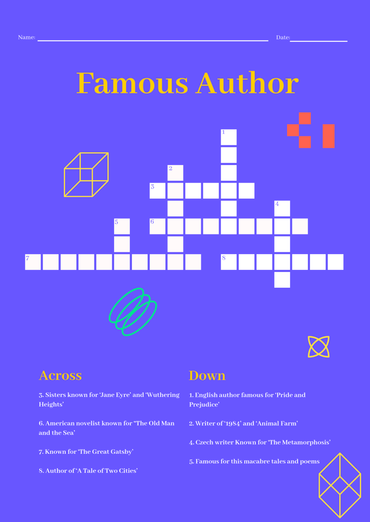 Free Interactive Mini Crossword Puzzle Template