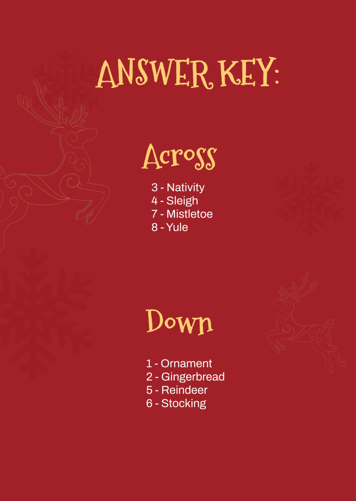 Free Christmas Mini Crossword Template to Edit Online