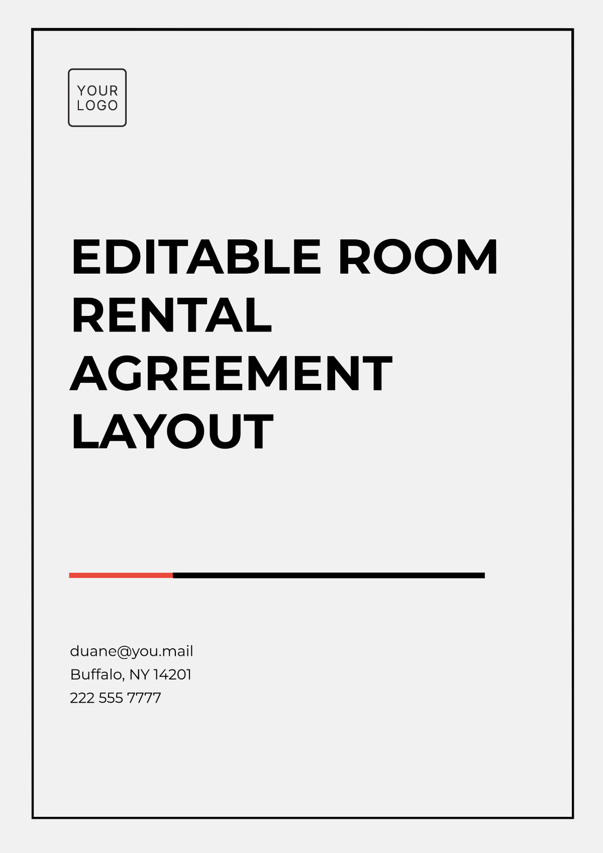 Free Editable Room Rental Agreement Layout Template