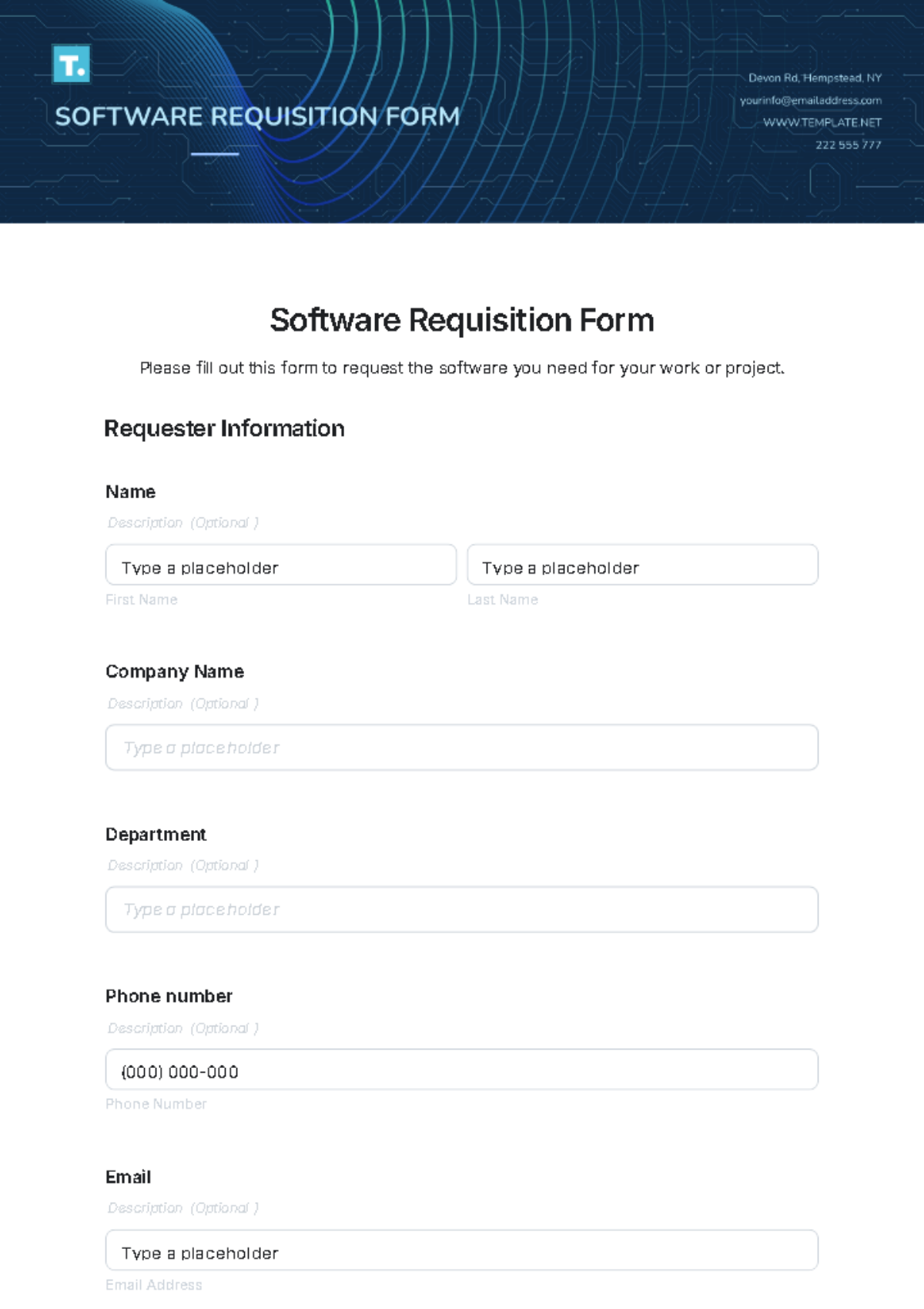 Free Software Requisition Form Template