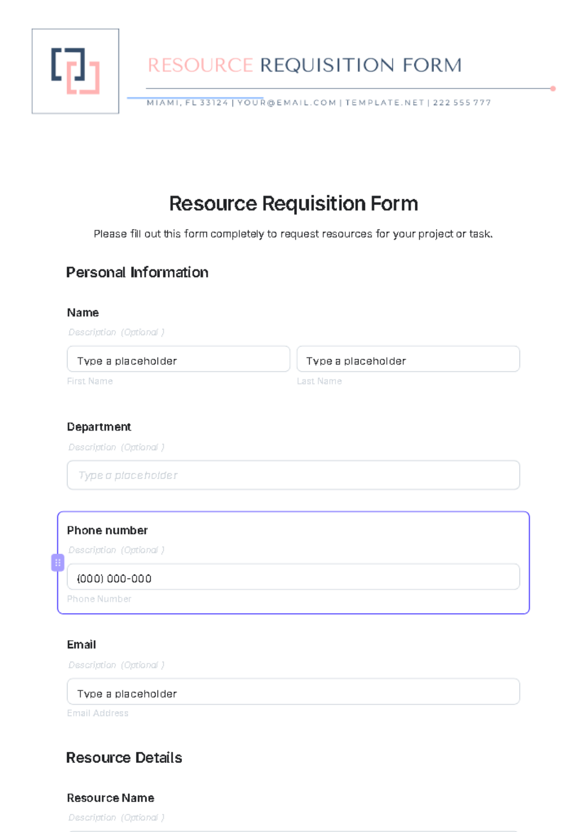 Free Resource Requisition Form Template