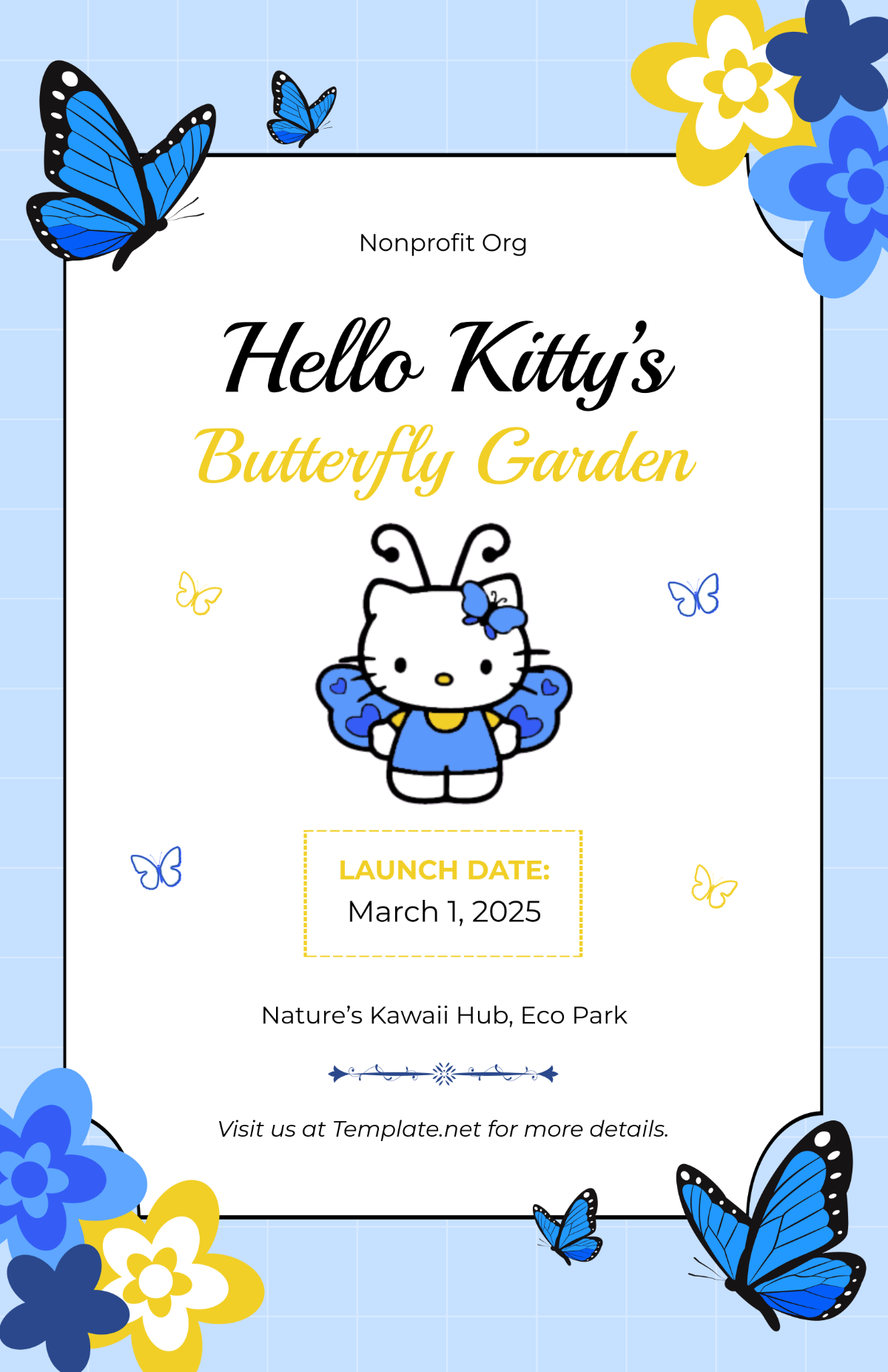 Hello Kitty Butterfly Poster Template