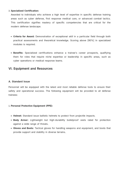 Free Defense Training Manual Template to Edit Online