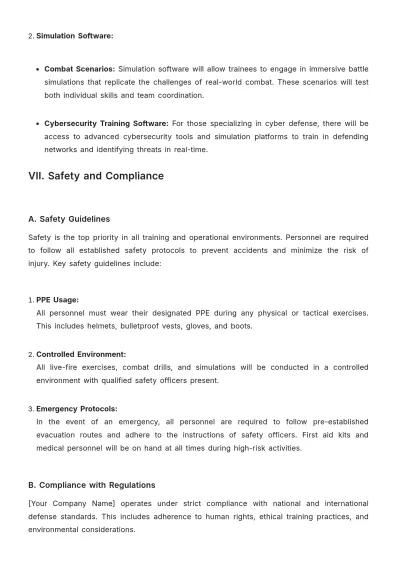 Free Defense Training Manual Template to Edit Online