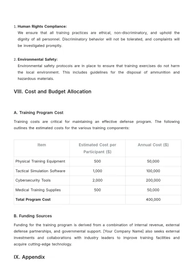 Free Defense Training Manual Template to Edit Online