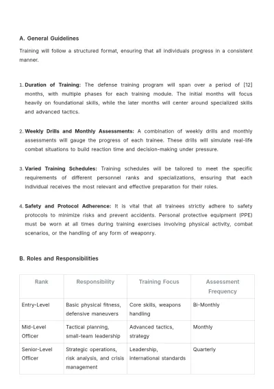 Free Defense Training Manual Template to Edit Online