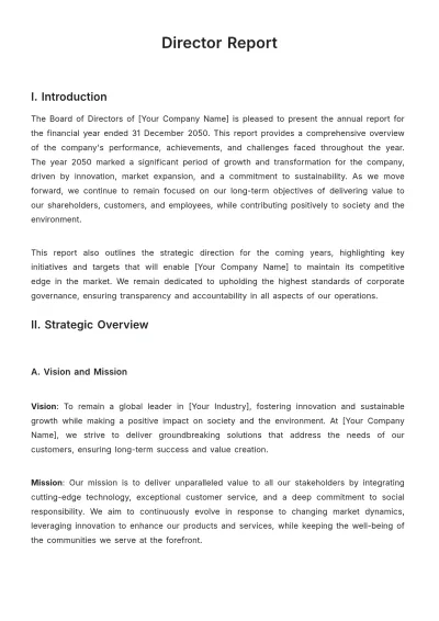 Free Director Report Template to Edit Online