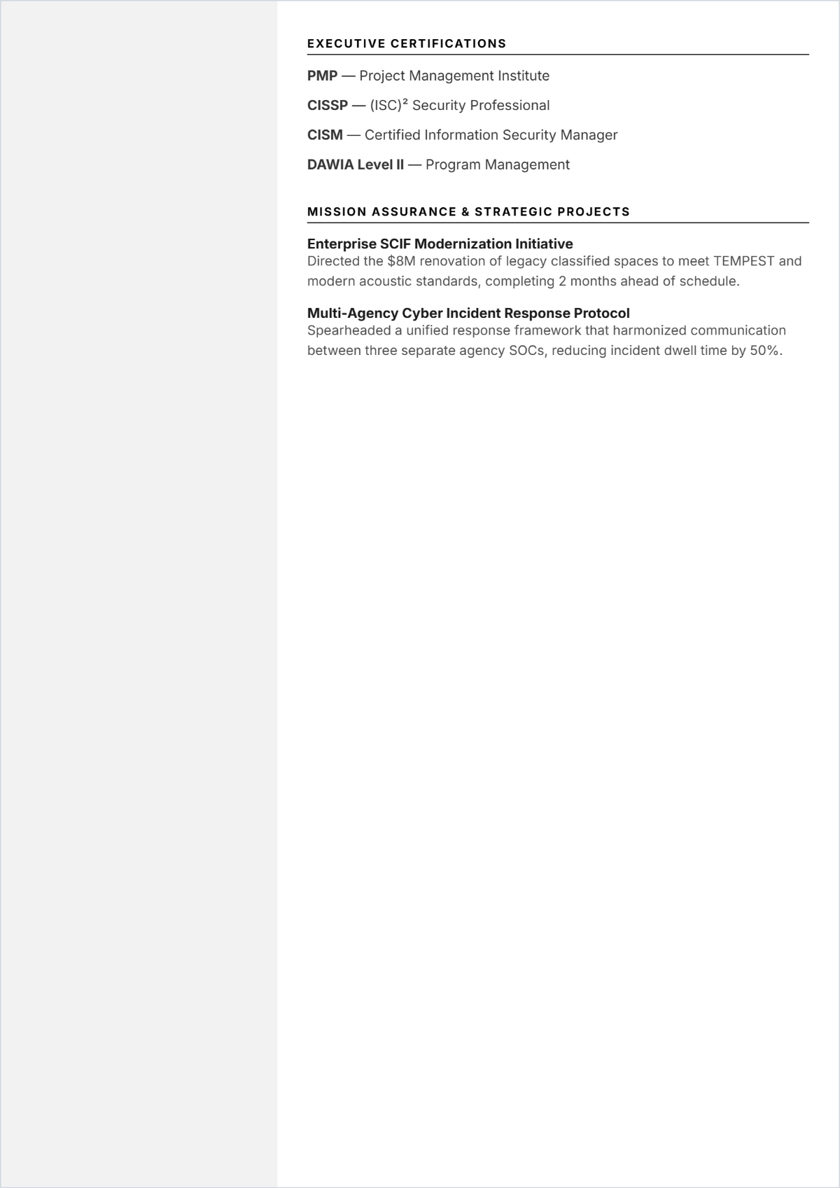 Free High-Security Government Manager Resume Template to Edit Online