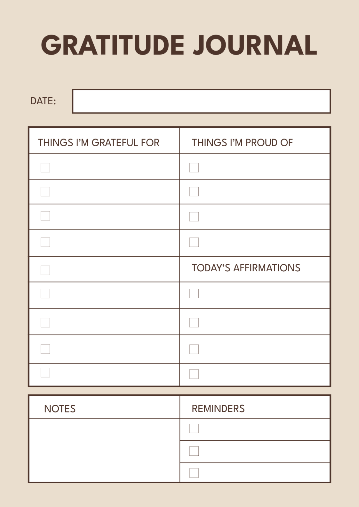 Gratitude Journal Template