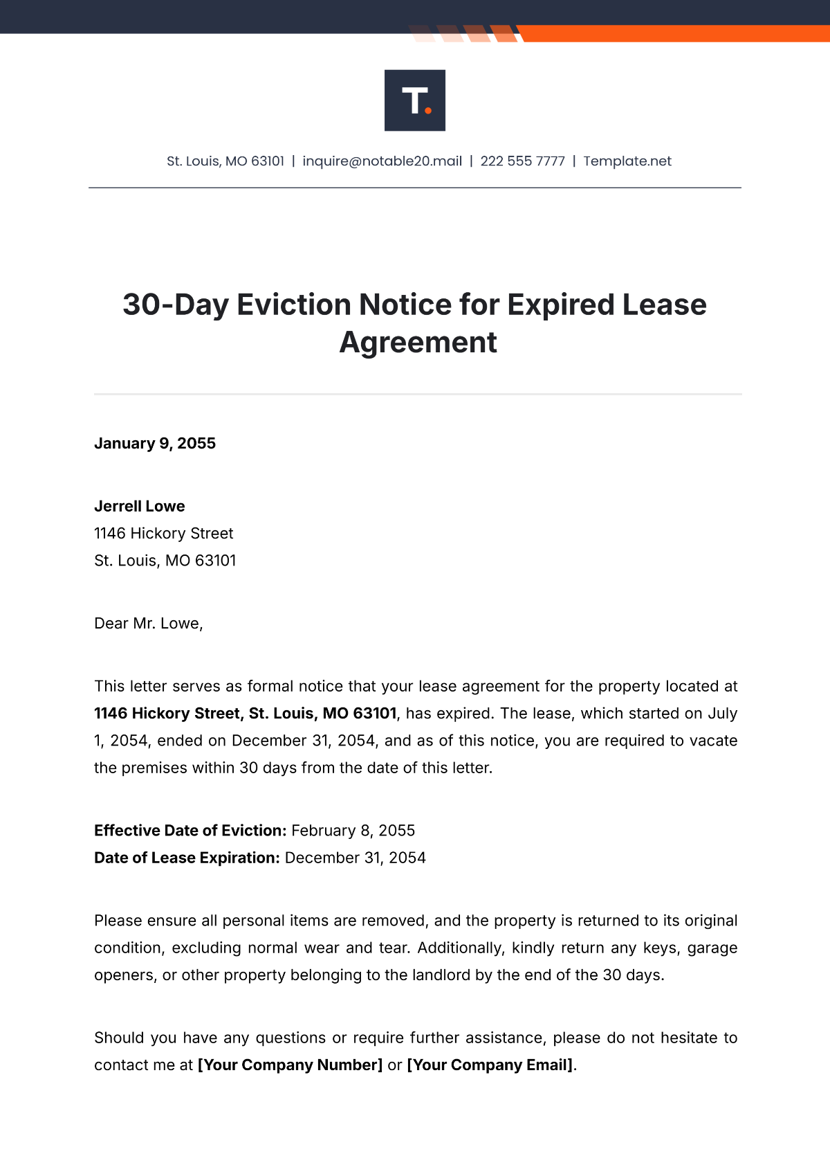 Free 30-Day Eviction Notice for Expired Lease Agreement Template