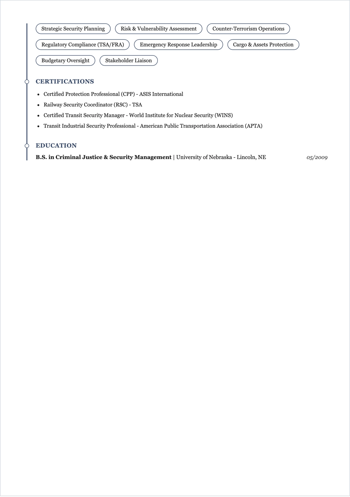 Free Railway Security Manager ATS Resume Template, AI Resume Builder