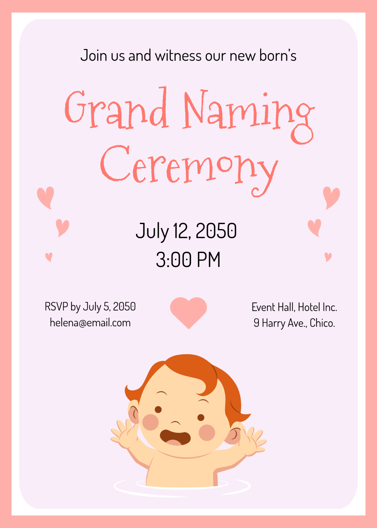 Free Heartfelt Naming Ceremony Invitation Template