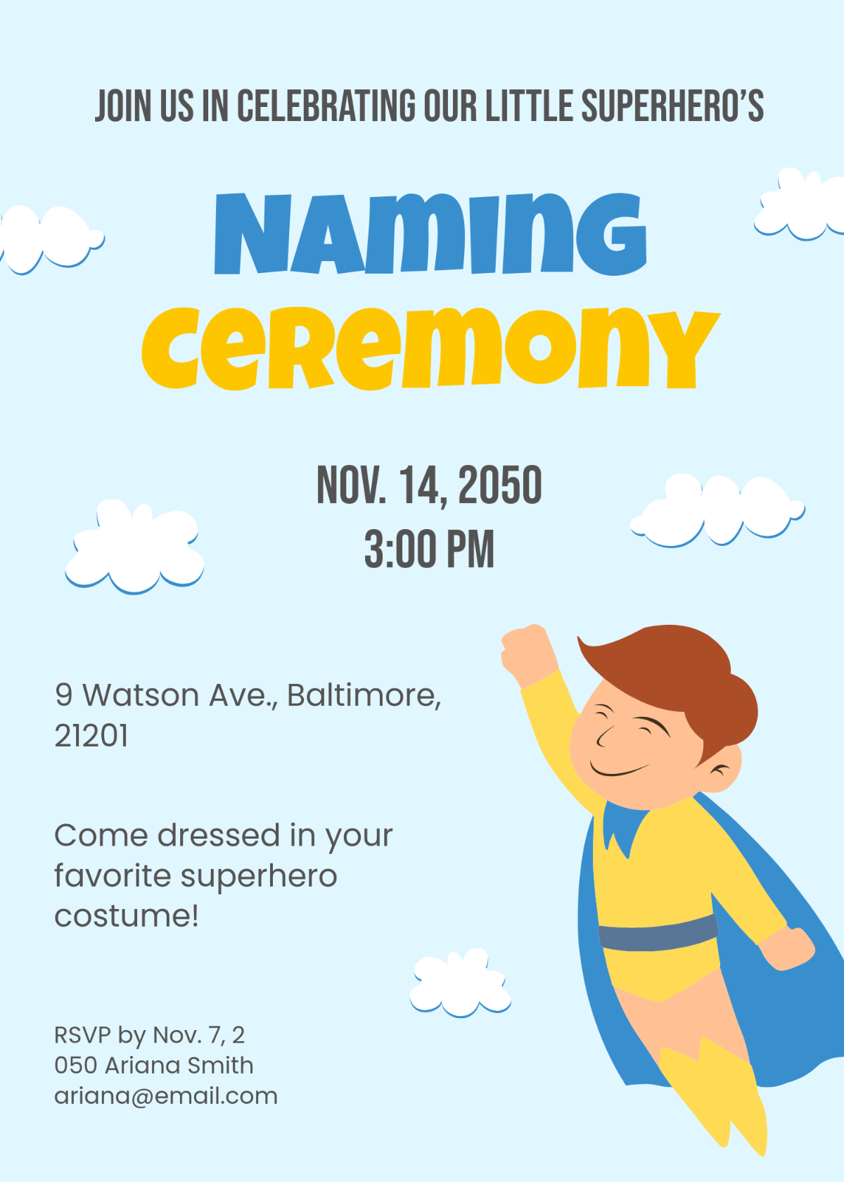 Free Themed Naming Ceremony Invitation Template