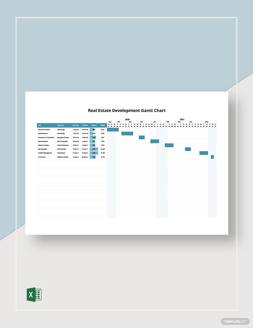 Real Estate Development Gantt Chart Template in Excel