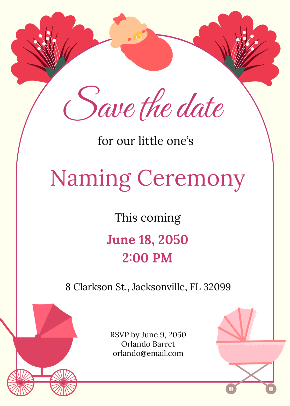 Naming Ceremony Save The Date Template